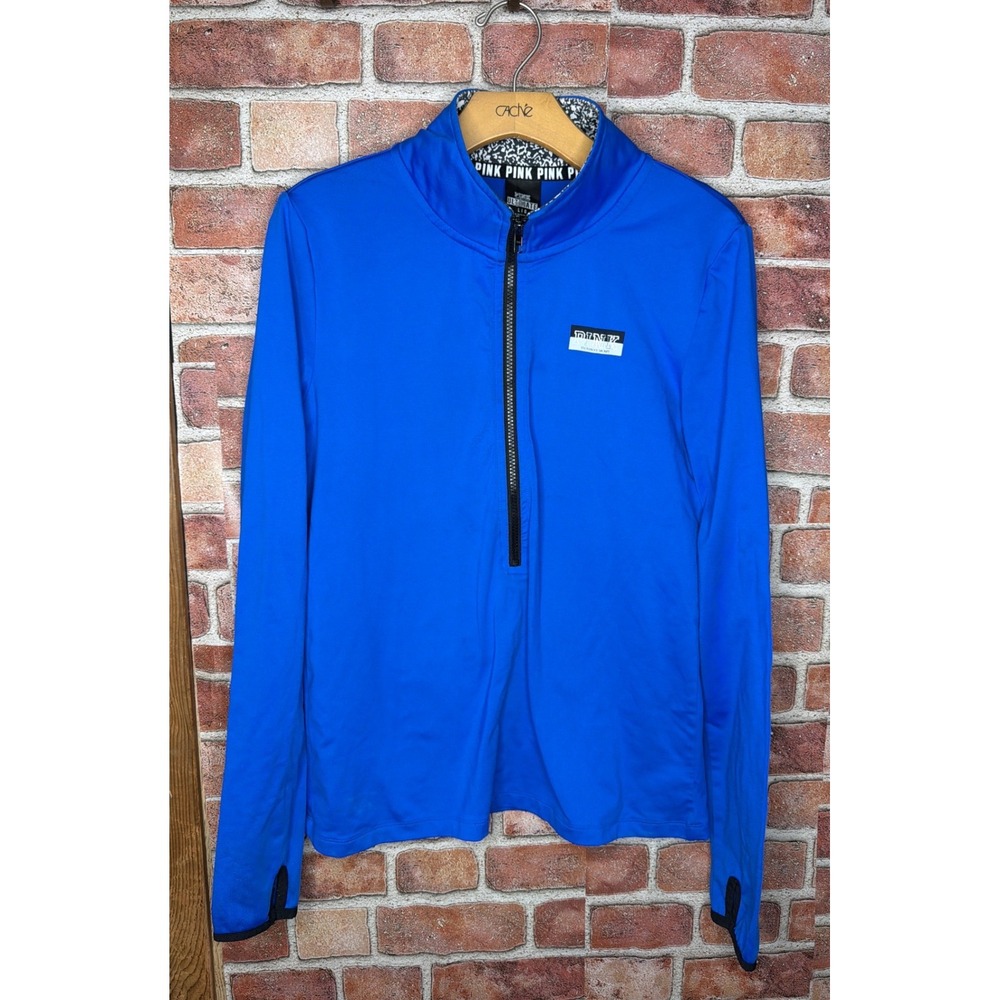 PINK Victoria's Secret Ultimate Half Zip Pullover Blue Athleisure Jacket Large